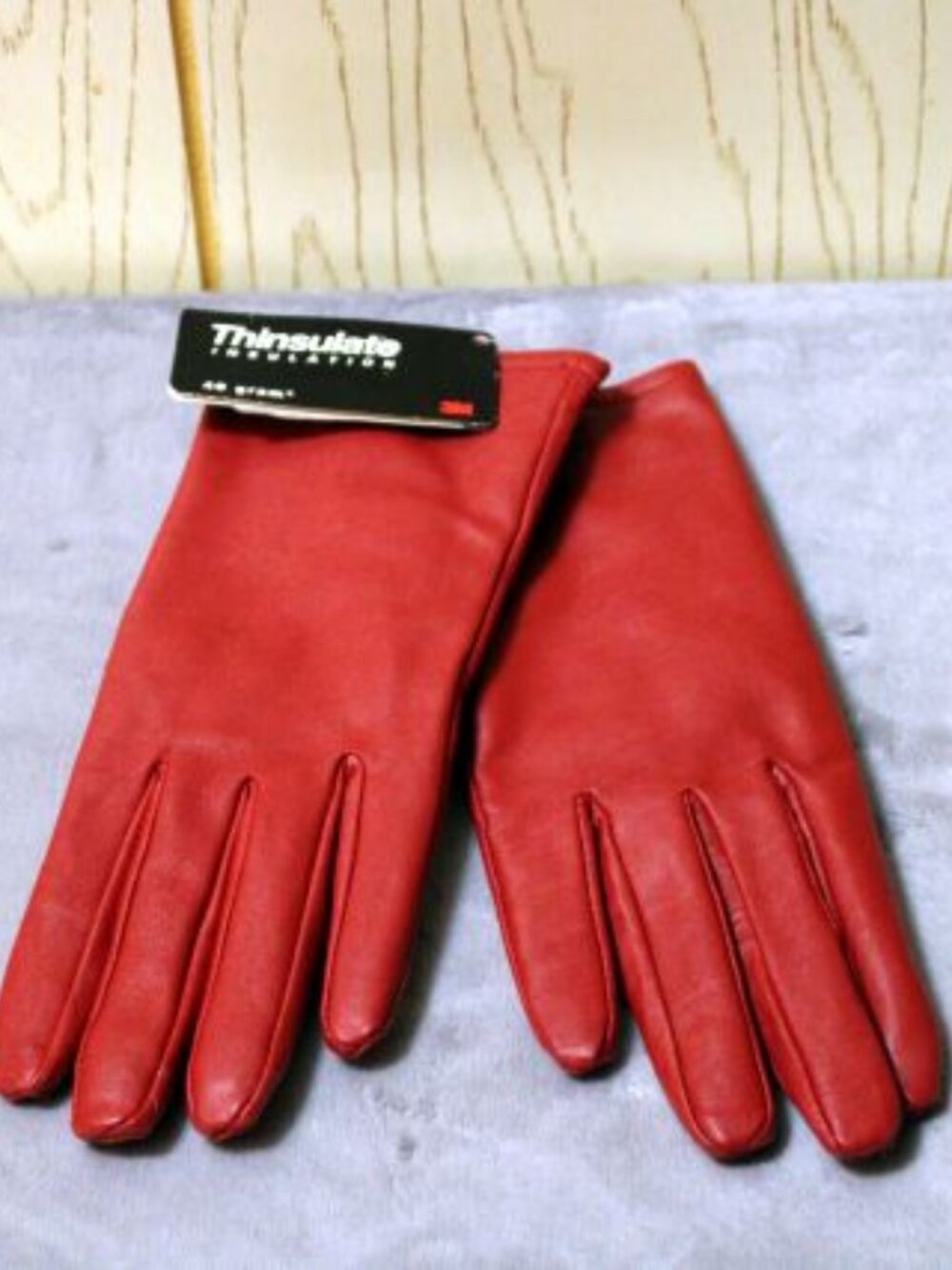Women's 3M Thinsulate Red Genuine Leather Women's Gloves - NWT